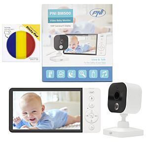 Video monitor za bebe PNI BM500 Paket 5-inčni bežični zaslon 2,4 GHz i ljepljiva zastavica