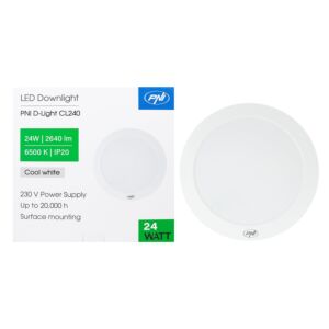 PNI D-Light CL240 24W LED stropna svjetiljka, okrugla 29 cm, 6500K, napajanje 230V, 2640 lm, bijela
