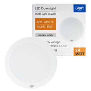 LED stropna svjetiljka PNI D-Light CL2425 24W, okrugla, 4200K, napajanje 230V, 2640 lm, neutralno bijela, promjer 29 cm