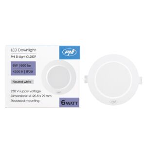 LED reflektor PNI D-Light CL2507 6W, ugradni, okrugli, 120.5*28.4mm, 4200K, 230V napajanje, 660 lm, bijeli