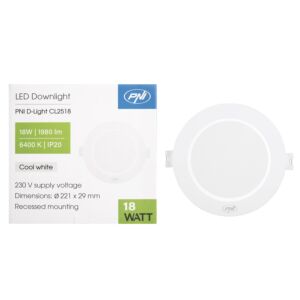 LED reflektor PNI D-Light CL2518 18W, ugradni, okrugli, 220.7*28.9mm, 6400K, 230V napajanje, 1980 lm, bijeli