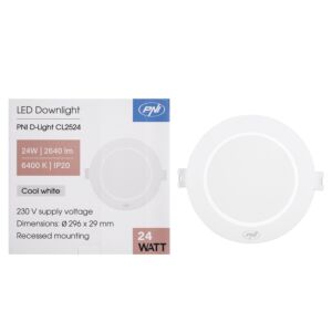 LED reflektor PNI D-Light CL2524 24W, ugradni, okrugli, 296*29.1mm, 6400K, napajanje 230V, 2640 lm, bijeli