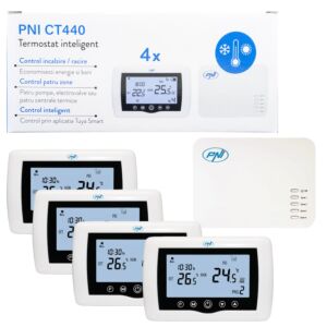 PNI CT440 bežični pametni termostat, s WiFi-jem, 4-zonsko upravljanje putem interneta, za toplane, pumpe, elektrov