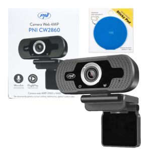 PNI CW2860 Full HD 4MP paket web kamere, USB, klip-on, ugrađeni mikrofon i Sticky Pad Blue uključeni