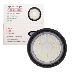 LED svjetiljka PNI D-Light 2200 tip High Bay, 200W, 27000lm, 6500K, napajanje 230 V, IP65, za industrijsku rasvjetu u toplicama