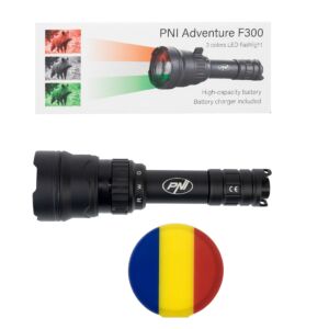 PNI Adventure F300 svjetiljka s 3-bojnom LED diodom, bijela, crvena, zelena, maks. 10 W, IPX6 + ljepljiva zastavica