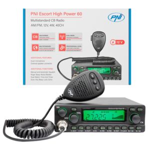 CB radio stanica PNI Escort High Power 60 multistandard, 60W FM/AM, 12V, ASQ, RF pojačanje