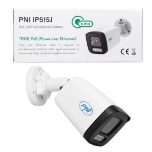 PNI IP515J POE kamera za video nadzor, 5MP bullet, 2,8 mm, za vanjsku upotrebu, dvosmjerni zvuk, bijela Opis fotografije