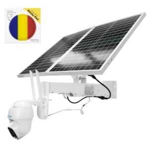 PNI IP60 paket PTZ kamere za video nadzor uživo sa solarnim panelom, 2MP, GSM 4G i ljepljivom zastavom
