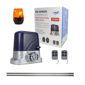 PNI AP800D komplet za automatizaciju vrata uključuje stalak motora od 4 m, fotoćelije, daljinski upravljač, lampu, 230 V razvija 1100 N i 8