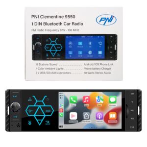 Automobilski MP5 player PNI Clementine 9550 1DIN zaslon 4 inča 50Wx4, Bluetooth, FM radio, Carplay, RDS funkcija