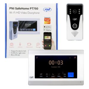 Pametni video portafon PNI SafeHome PT750 WiFi HD, P2P, unutarnji monitor, namjenska Tuya Smart aplikacija, integracija u