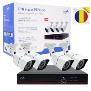 AHD PNI House PTZ1500 5MP DVR komplet za video nadzor - 4 kamere i ljepljiva zastavica