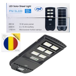 Paket PNI SL220 200W ulične rasvjete s ugrađenim solarnim panelom + poklon naljepnica