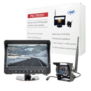 PNI TRK501 bežična kamera za vožnju unatrag i LCD monitor s DVR funkcijom, utorom za micro SD karticu, IR LED diodama, za kamione