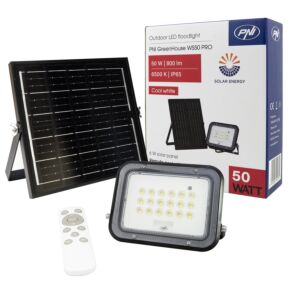 PNI GreenHouse WS50 PRO 50W LED reflektor sa solarnim panelom od 6 W, baterijom od 5000 mAh, 800 lm, daljinskim upravljačem, vremenom i svjetlinom