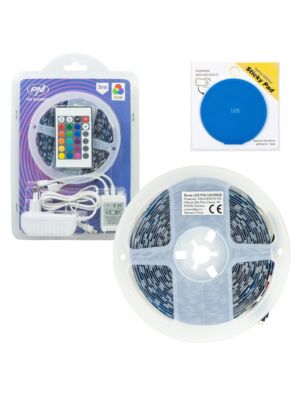 PNI 5050RGB LED traka s 300 LED dioda, RGB, prigušivač, svjetlosni efekti, 5 metara, IP20 i ljepljivom podlogom plave boje uključena