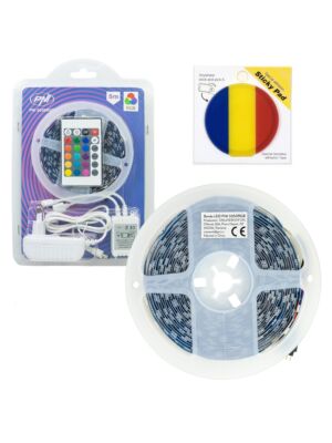 PNI 5050RGB LED traka s 300 LED dioda, RGB, prigušivač, svjetlosni efekti, 5 metara, IP20 i ljepljivom zastavom.
