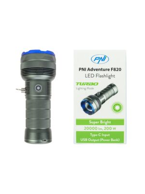 Svjetiljka PNI Adventure F820 200 W, 3 razine osvjetljenja plus Turbo, 20 000 lumena, do 350 m, baterija 2600 mAh, I