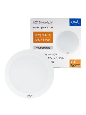 LED stropna svjetiljka PNI D-Light CL2425 24W, okrugla, 4200K, napajanje 230V, 2640 lm, neutralno bijela, promjer 29 cm