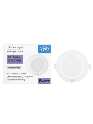 LED reflektor PNI D-Light CL2507 6W, ugradni, okrugli, 120.5*28.4mm, 4200K, 230V napajanje, 660 lm, bijeli