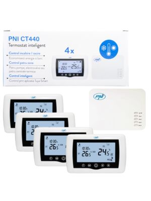 PNI CT440 bežični pametni termostat, s WiFi-jem, 4-zonsko upravljanje putem interneta, za toplane, pumpe, elektrov