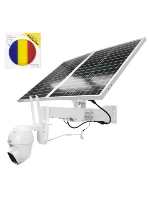 PNI IP60 paket PTZ kamere za video nadzor uživo sa solarnim panelom, 2MP, GSM 4G i ljepljivom zastavom