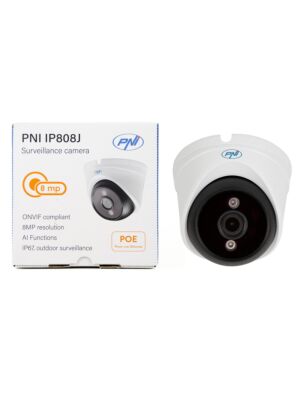 Kamera za video nadzor PNI IP808J, POE, 8MP, crno svjetlo, objektiv 2.8mm, za vanjsku upotrebu, bijela
