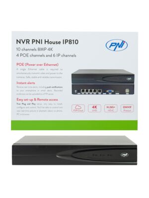 NVR PNI House IP810 s 10 4K kanala, 4 POE kanala i 6 IP kanala