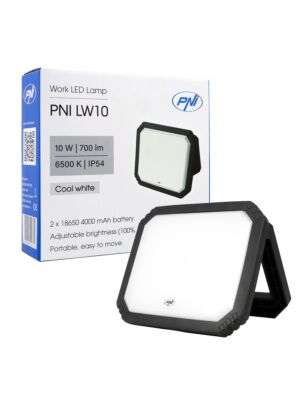 PNI LW10 10W LED radna svjetiljka, prijenosna, punjiva, s 2 x 18650 4000mAh baterijom, 6500K, IP54, 700 lm, 2 razine