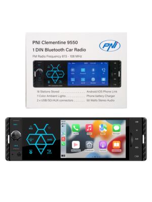 Automobilski MP5 player PNI Clementine 9550 1DIN zaslon 4 inča 50Wx4, Bluetooth, FM radio, Carplay, RDS funkcija