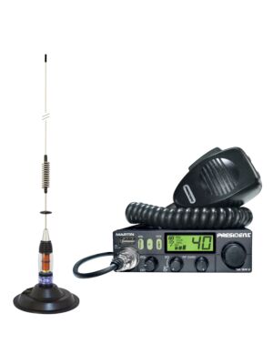Kit Radio CB President MARTIN ASC + CB Antena PNI ML70, dužina 70cm, 26-30MHz, 200W