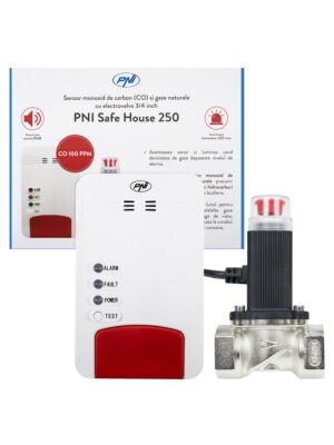 Komplet dvostrukog plina PNI Safe House 250 sa senzorom ugljičnog monoksida (CO) i prirodnim plinom i magnetskim ventilom