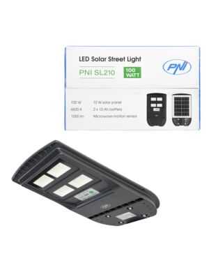 PNI SL210 6.5W ulična svjetiljka s ugrađenim solarnim panelom 10W, 6500K, 1000lm, 2 x ugrađena baterija od 10Ah,