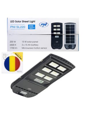 Paket PNI SL220 200W ulične rasvjete s ugrađenim solarnim panelom + poklon naljepnica