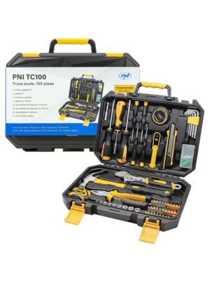 PNI TC100 komplet ručnog alata, 100 komada, materijal ugljični čelik i krom-vanadij, plastična kutija