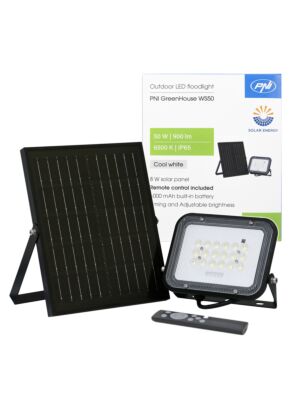 PNI GreenHouse WS50 50W LED reflektor sa solarnim panelom, baterijom od 6000mAh, daljinskim upravljačem, vremenom i podesivom svjetlinom,