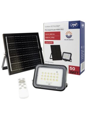 PNI GreenHouse WS50 PRO 50W LED reflektor sa solarnim panelom od 6 W, baterijom od 5000 mAh, 800 lm, daljinskim upravljačem, vremenom i svjetlinom