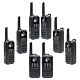 Komplet od 8 prijenosnih radio stanica PNI PMR R80 PRO 0.5W, 16 kanala, vodootporan IP67, sa LED svjetiljkom, SOS tipkom, VOX, USB-C